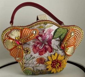 Butterfly with Flower Beaded Handbag